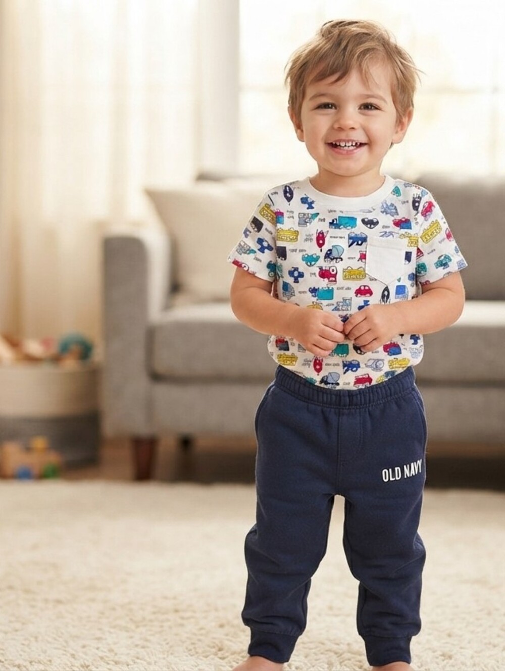 Old Navy 24M Navy Pants and Colorful Onesie Set